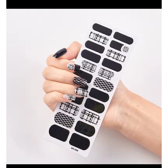 5 Pack Adhesive Finger nail Polish Wraps Stickers Flower Marbling Nail Strips - Picture 2 of 11